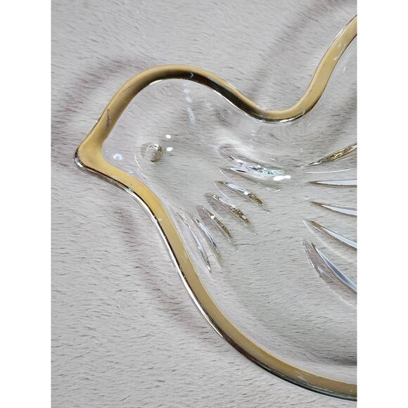 Mikasa Trinket Candy Dish Bird Dove Shaped Clear Glass Gold Trim Accent Vintage - Picture 4 of 9